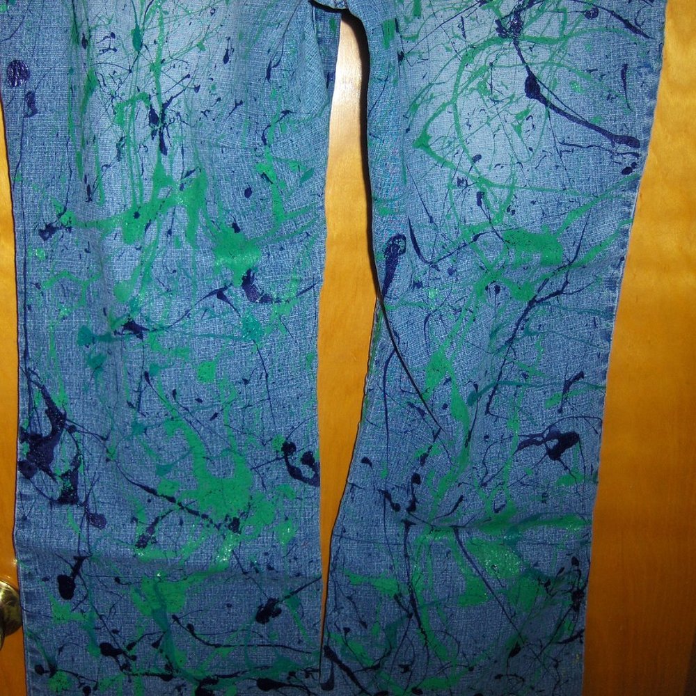 Zana Di Womens Blue Jeans 24 Hand Painted - Picture 6 of 13